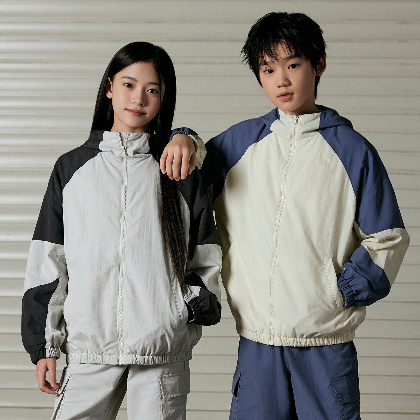 [슈퍼특가][당일출고][UV차단] 스파오키즈 배색 후드 윈드브레이커 바람막이 SPJJG23KU1 제품 이미지