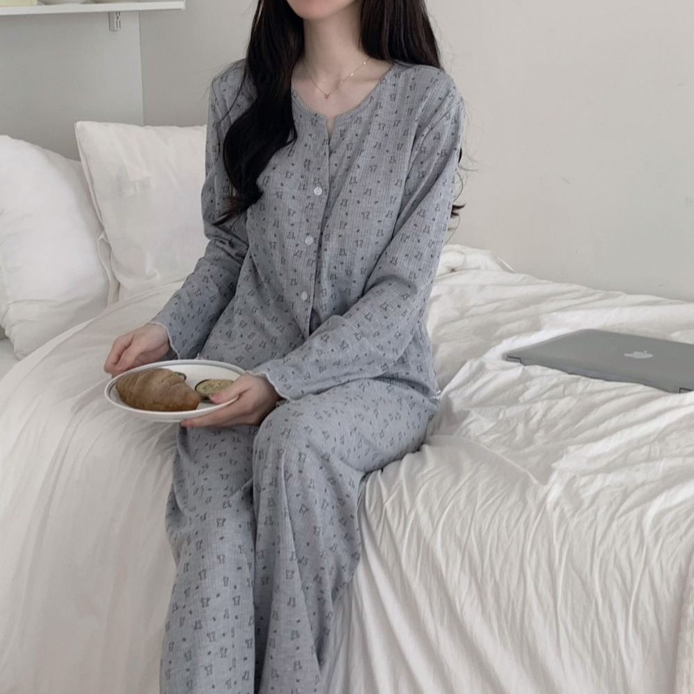캡내장잠옷 노브라잠옷 여성실내복 빅사이즈 세르모 수유 봄 긴팔 홈웨어 세트 상품 이미지