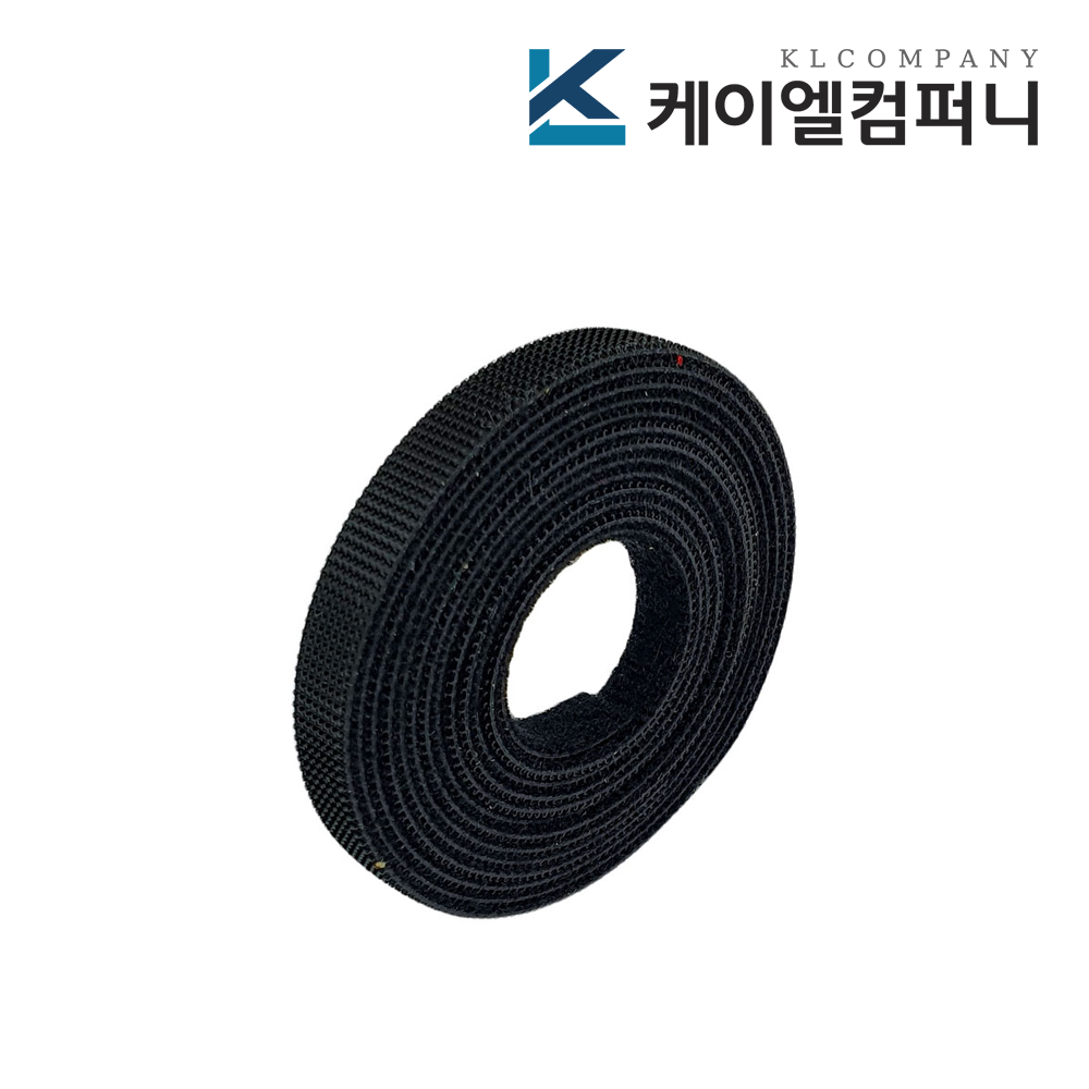 국산 잘라쓰는 전선정리 양면 벨크로타이 검정색 1개, 슬림형 1미터, 폭 1cm - 상품 이미지
