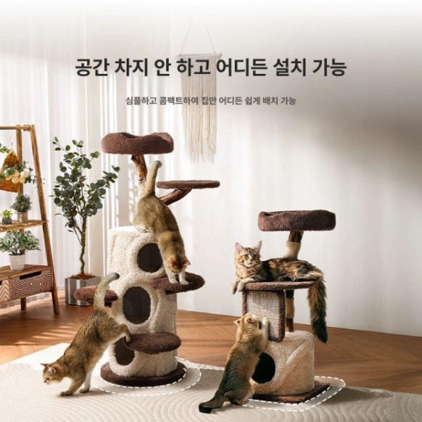 프리미엄 고양이집 안정적인 집 공간절약 타워 나무집 구조물 디자인 스크래쳐 관람대 작은 2025 신상-작은 사이즈 큰 작은 나무집 2025 신상-작은 사이즈 - 상품 이미지
