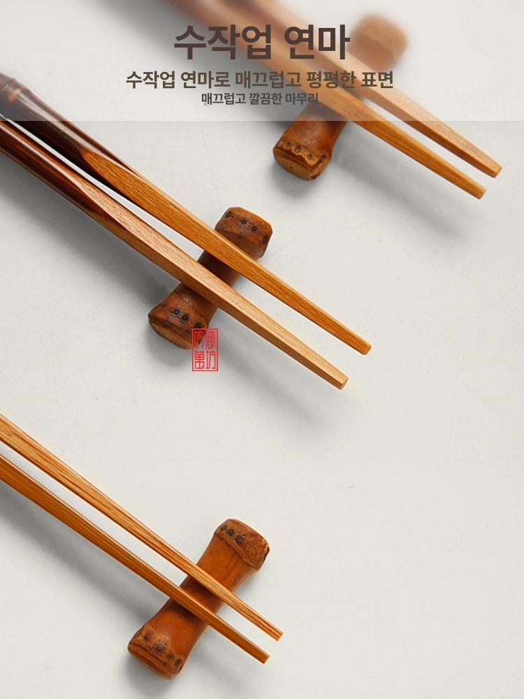 수저 받침대 고급 천연 나무 홀더 일식집 초밥 대나무 망치형 차바늘 홀더 이중 f5-611 - 상세 이미지 4
