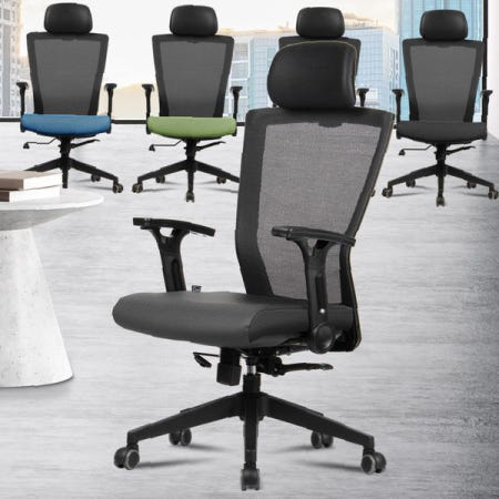 재택근무용 메쉬 등받이 팔걸이 회전 바퀴 높이조절 쿠션 시트 장시간 편안한 업무
