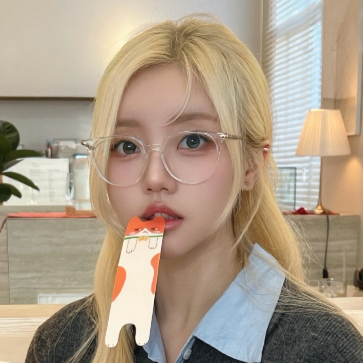 투명뿔테 안경 원형 오버사이즈 콤비 가벼운 여름 블루라이트차단 안경테 프레임픽 41050 상품 이미지