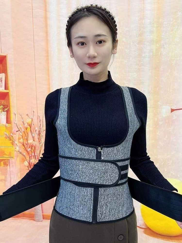 바이픽 가슴 복대 골반 흉부 늑골 밴드 압박 여성용 그레이 더블 벨트 S - 상품 이미지
