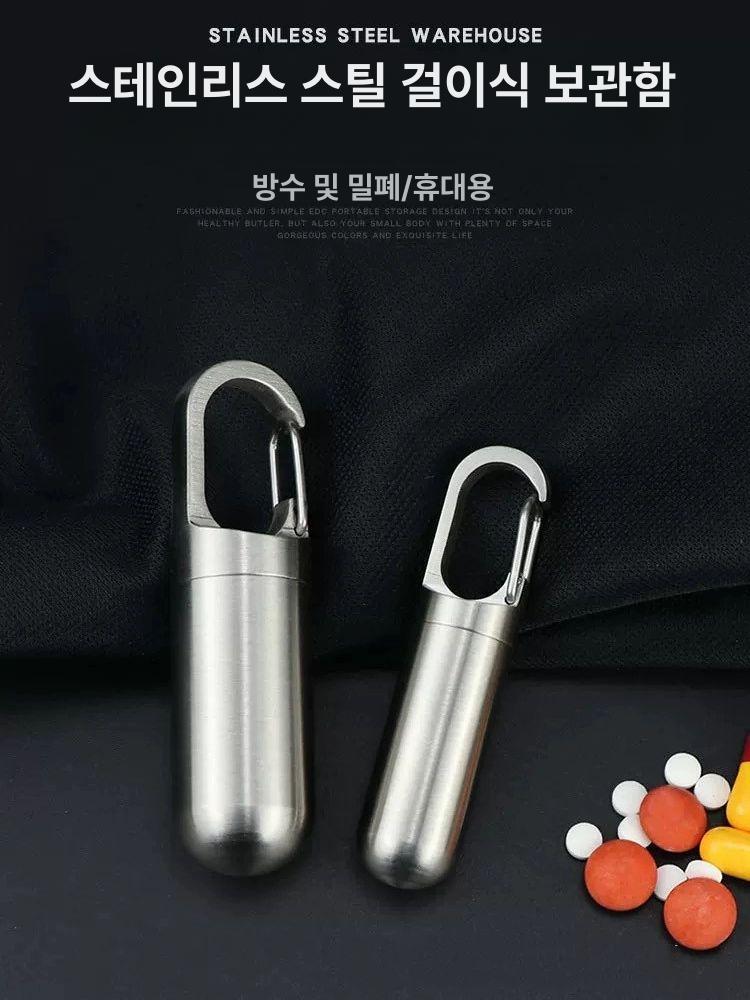 휴대용 목걸이 약통 캡슐 NTG보관함 알약 비상 소형 스테인리스스틸 클래식 미니 - 상세 이미지 4