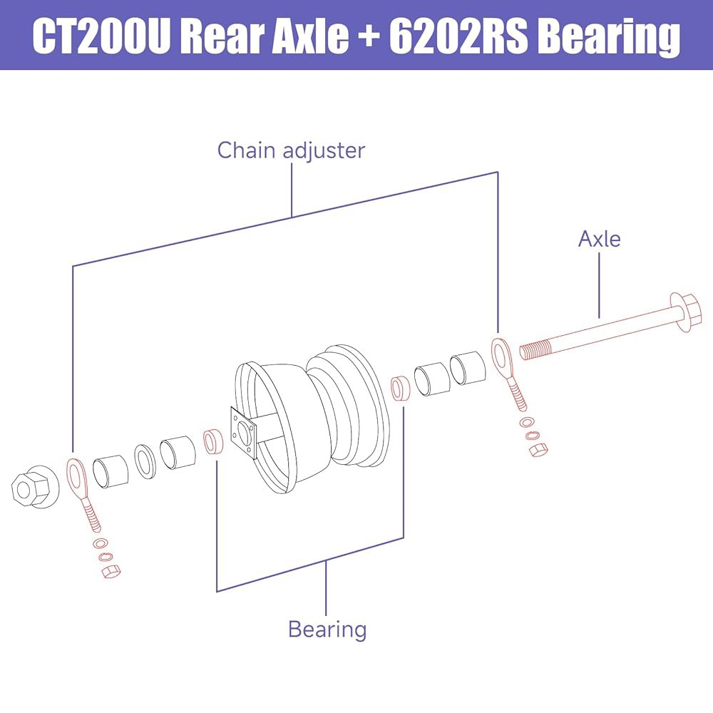 CILOYU 14mm 325mm 미니 자전거 뒷축 너트 키트 + 6202RS 뒷바퀴 베어링 키트, 콜먼 CT200U 196CC 200CC 6.5 구동 파워스포츠 액세서리 부품 15 - 상세 이미지 2