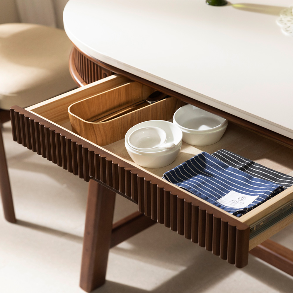 [4인 사각 식탁세트] 미코하임 비너스 18T 포세린 양면 세라믹 서랍형 수납형 원목 식탁세트 식탁+의자4, 1600mm, 사각(월넛)