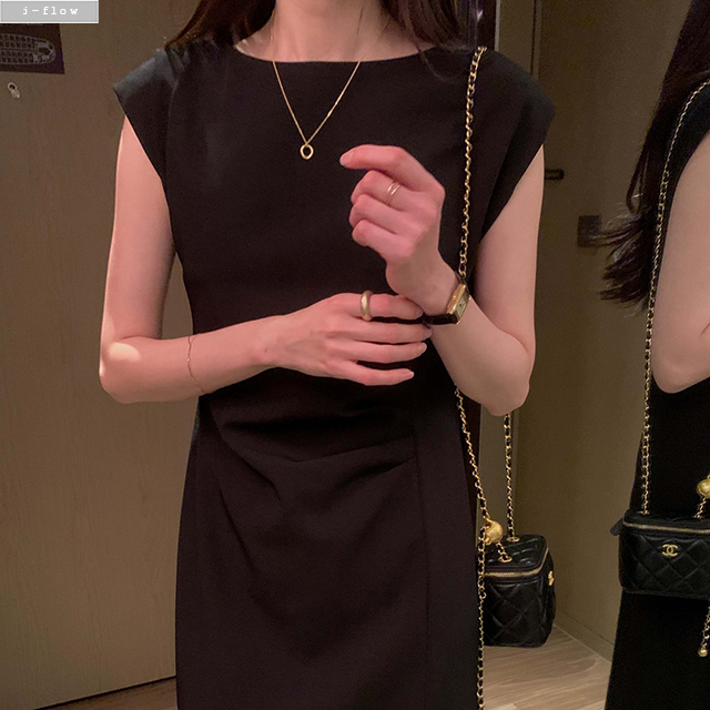 퍼리 보트넥 옆핀턱 뷔스티에 맥시 롱 원피스 1col S,M 봄 가을 레이어드 제이플로우 - 상세 이미지 2