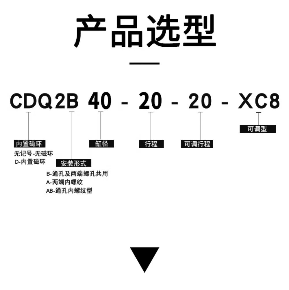 조절식 실린더 CQ2B/CDQ 2B 20 32 40 50 100 75 30 XC8