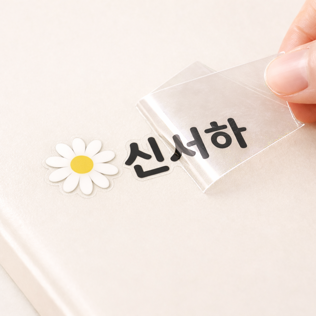 배경없는 네임스티커 UV DTF 방수 이름스티커 이름표 주문제작 어린이집 초등 제품 이미지