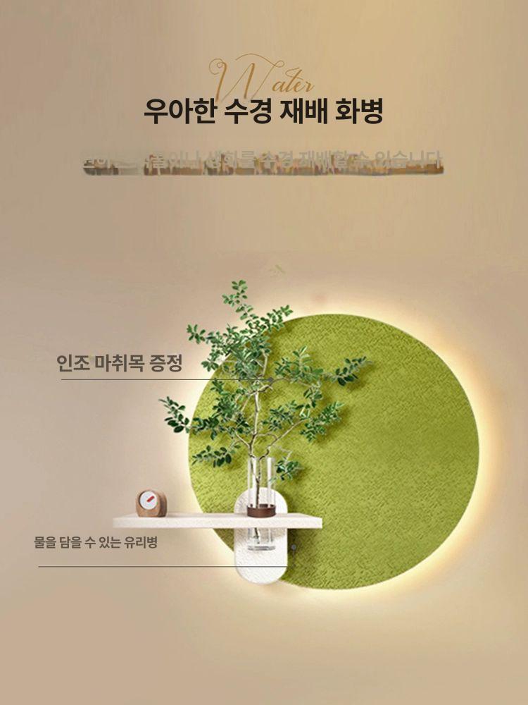 화분액자조명 원형 집들이 현관 개업 선물 녹색 꽃병 대형 액자 벽걸이 장식 - 상세 이미지 4