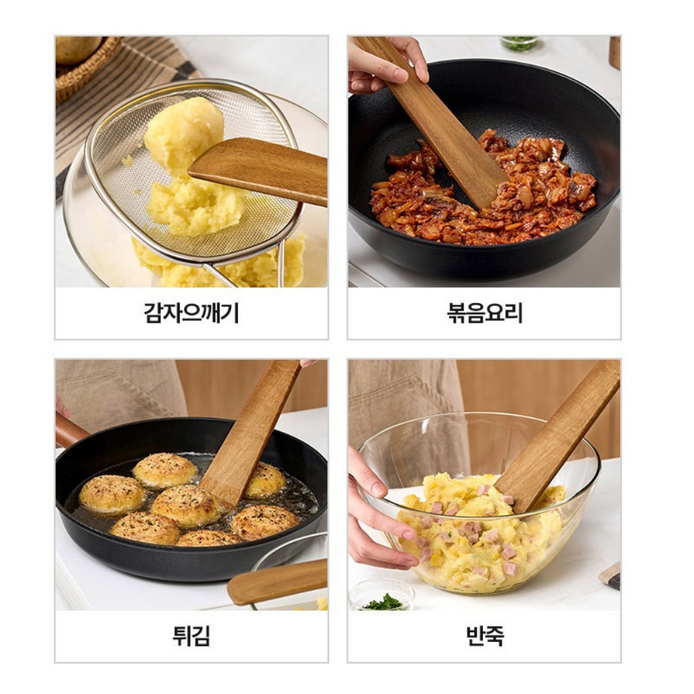 바겐슈타이거 원목 스패츌라 2P 세트 나무 주걱 이유식 볶음 요리 계란말이 알뜰 스푼 - 상세 이미지 5