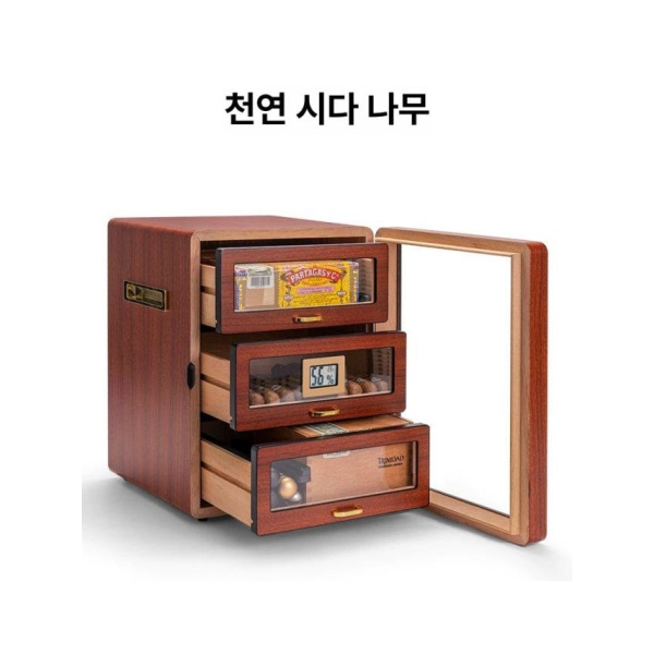 프리미엄 시가 보관함 여행용 수납함 블랙 슬림담배케이스 삼나무 시가습도 담배용품 소형 삼중 50개 흑단 나무 소형 25개 - 상세 이미지 2