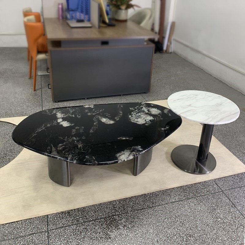 좌식 티테이블 거실 찻상 사무실용 소파테이블 원형 카페 내추럴 코스믹 블랙 W120 D70 H35 조립 필요 - 상세 이미지 2