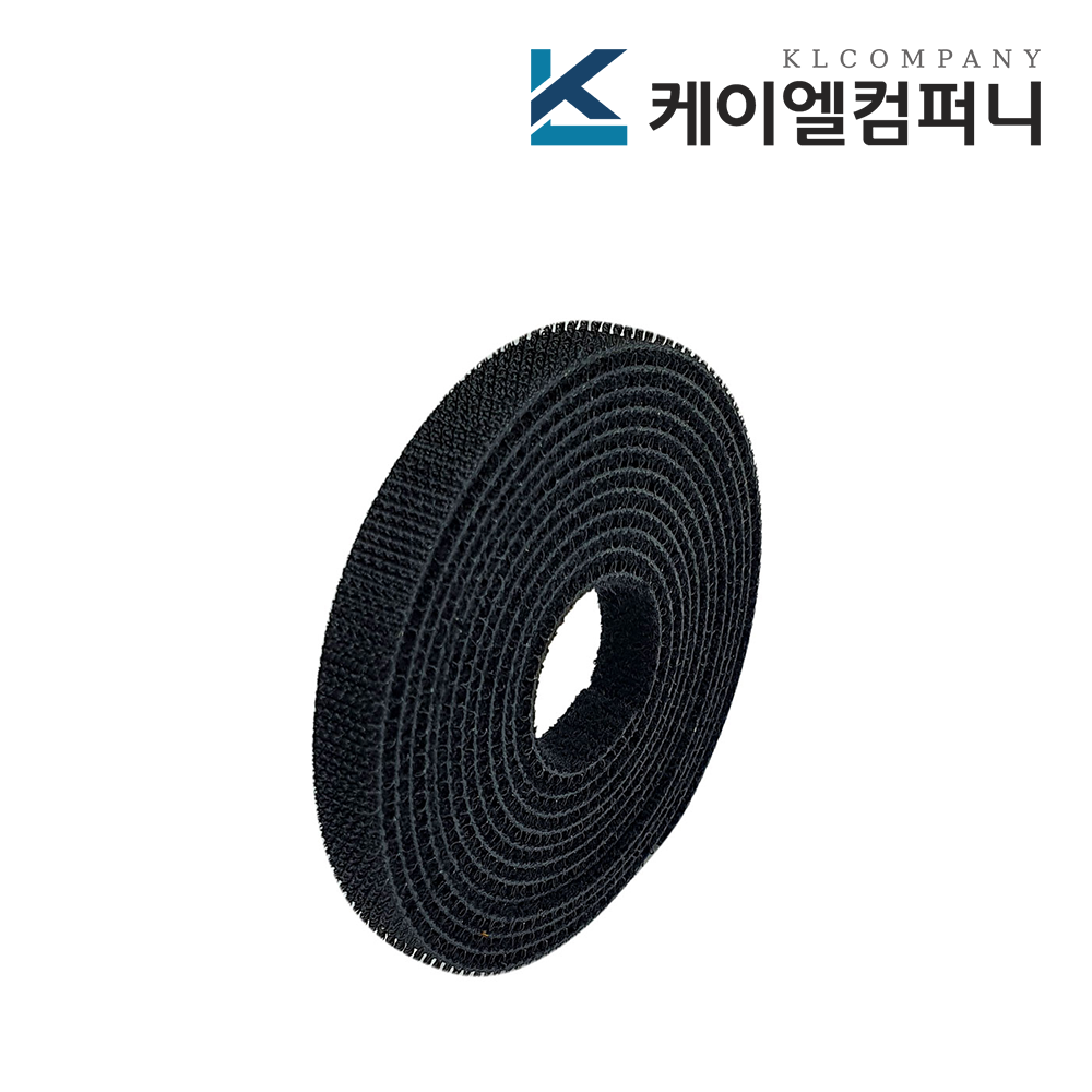 국산 잘라쓰는 전선정리 양면 벨크로타이 검정색 1개, 일반형 1미터, 폭 1cm - 상품 이미지