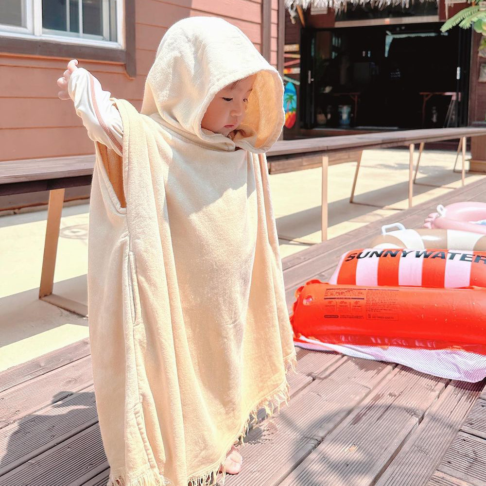 라비베베 유아 비치가운 아기 어린이 목욕가운 후드비치타올 수건