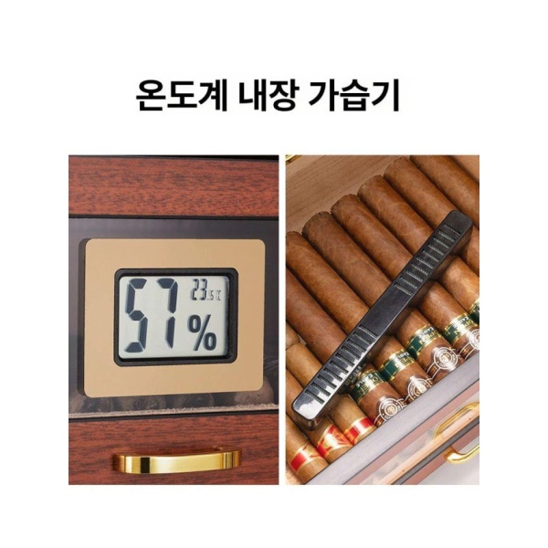 프리미엄 시가 보관함 여행용 수납함 블랙 슬림담배케이스 삼나무 시가습도 담배용품 소형 삼중 50개 흑단 나무 소형 25개 - 상세 이미지 4