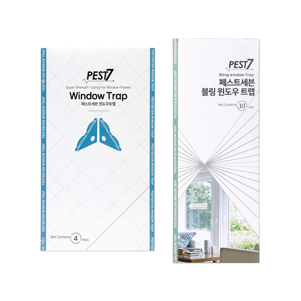 페스트세븐 윈도우트랩(4개입) + 페스트세븐 블링윈도우트랩(10매입) 파리 날파리 날벌레 사랑벌레 러브버그 나방파리 뿌리파리 초파리 벼룩파리 트랩 끈끈이 - 상품 이미지
