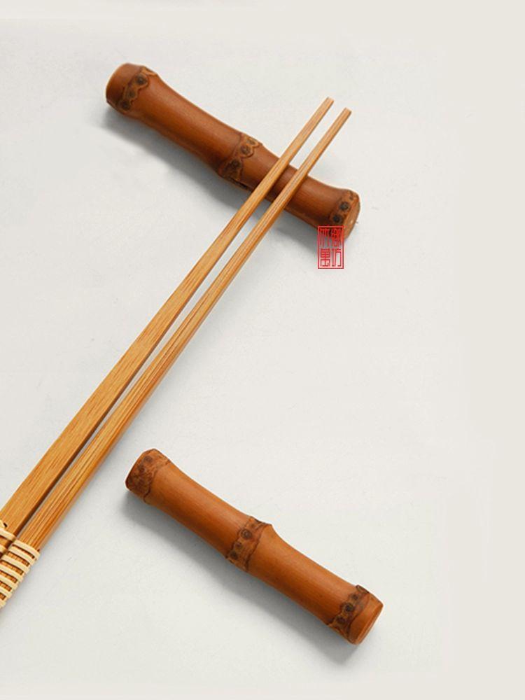 수저 받침대 고급 천연 나무 홀더 일식집 초밥 대나무 망치형 차바늘 홀더 이중 f5-611 - 상품 이미지