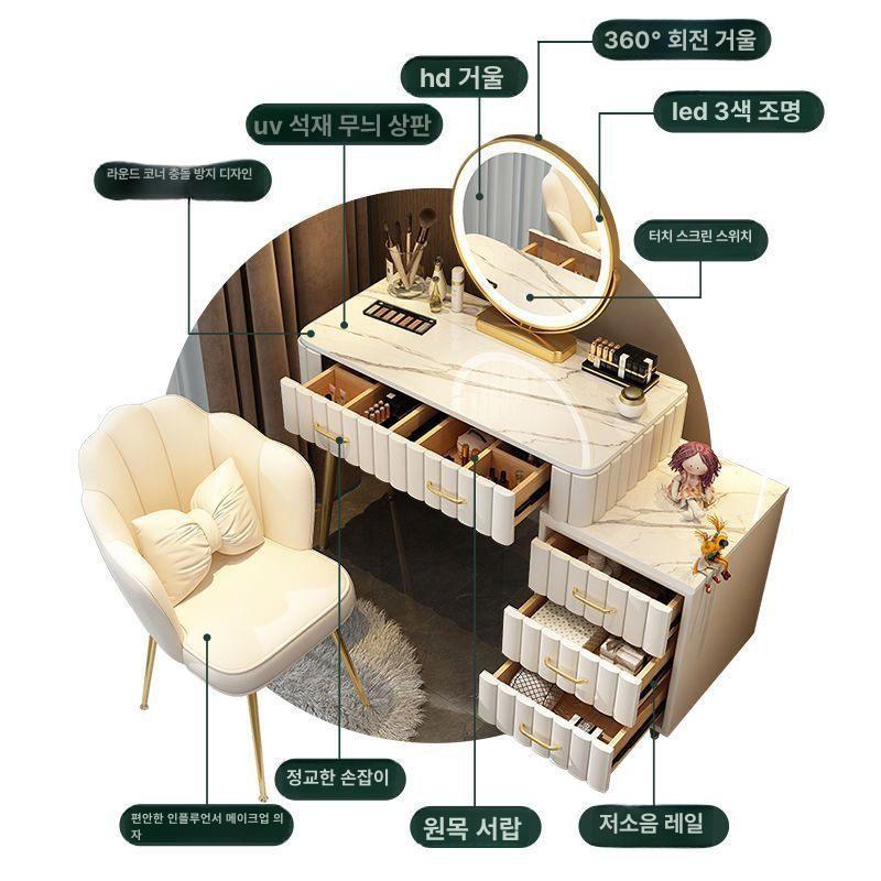 공주화장대 거울 조명 600 수납 원목 확장형 베스트셀러 핑크화이트 단일 + 스툴 없음 색상문의 - 상세 이미지 5