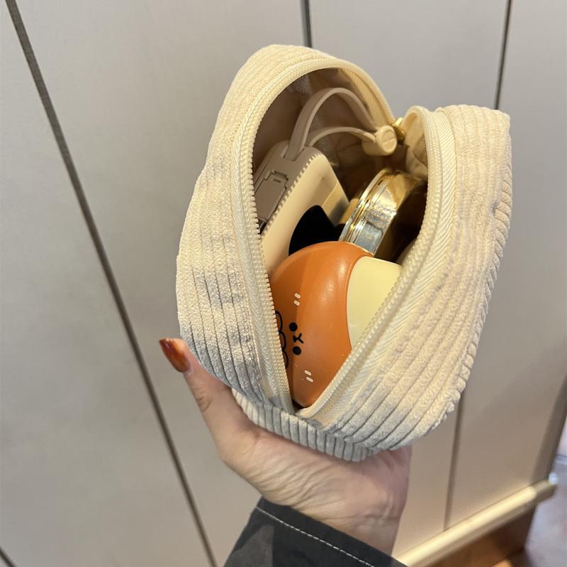 헬로키티 화장품 파우치 가방 자수 대용량 휴대용 작은 사각형 클러치 코듀로이 소품 보관 브라운 스퀘어 키티 - 상세 이미지 5