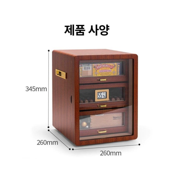 프리미엄 시가 보관함 여행용 수납함 블랙 슬림담배케이스 삼나무 시가습도 담배용품 소형 삼중 50개 흑단 나무 소형 25개 - 상품 이미지