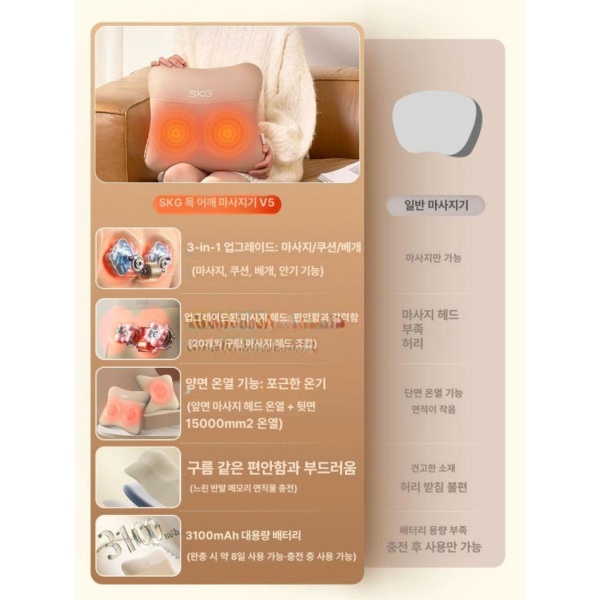 프리미엄 자동 허리 마사지기 전자동 안마기 허리마사지기 카키 카키 - 상세 이미지 3
