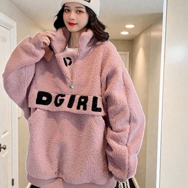 루즈핏 여성 양털 아노락 하프집업 여성 반집업 맨투맨 - 상품 이미지