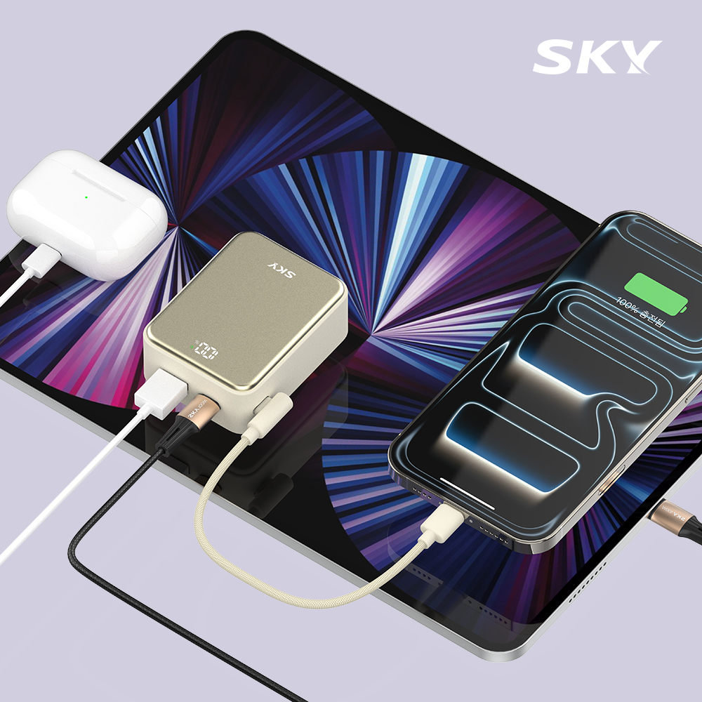 스카이 필 큐브 10000mAh PD QC 22.5W A10 보조배터리 그레이 - 상세 이미지 5