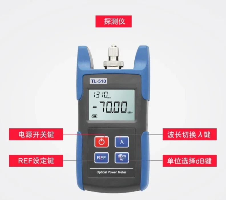 SC FC 인터페이스를 갖춘 휴대TL-510 미니 OPM 광 파워 미터 TL510A -7010dBm 또는 TL510C -5026dBm 광섬유 테스터