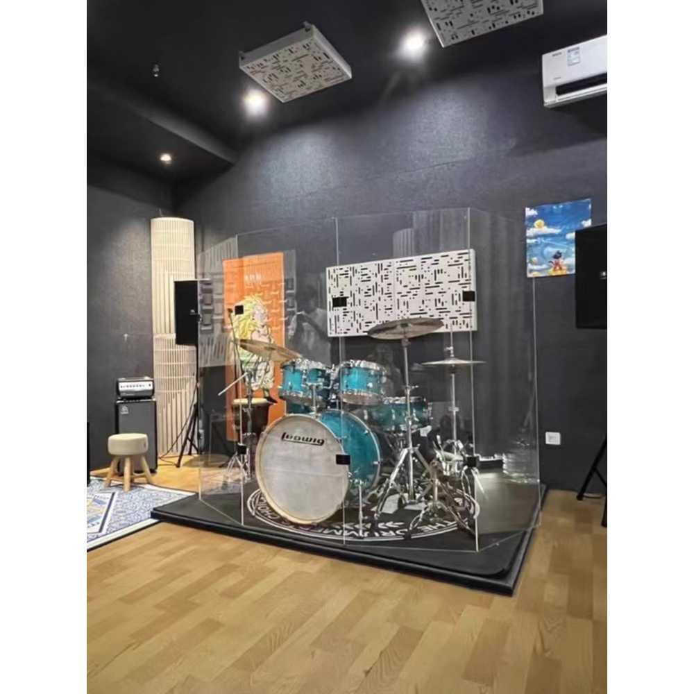 드럼 쉴드 가림막 아크릴 투명 용 소음 사운드 감소 보드 120cm 60x5 - 상세 이미지 4