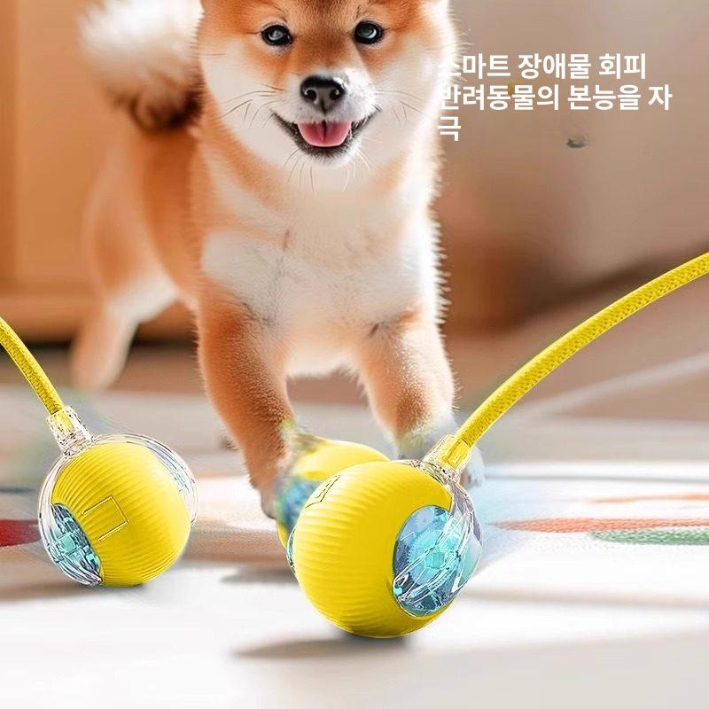 고양이 장난감 사냥놀이 캣토이 멀티 움직이는 강아지 크림옐로우 롱 로프 - 상세 이미지 2