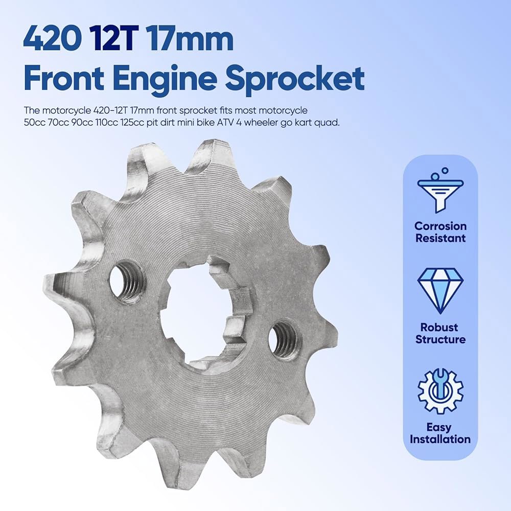 CQSPMOTO 420 12T 17mm 오토바이 전면 엔진 스프로킷 50cc 70cc 90cc 110cc 125cc 140cc 160cc 혼다 타오타오 론신 로케타 쿨스터 선리판 - 상세 이미지 2