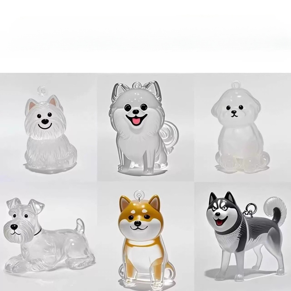강아지털 털뭉치 보관 투명 아크릴 반려견 반려묘 강아지 퍼피모양 케이스 키링 테디베어 A형 - 상세 이미지 2