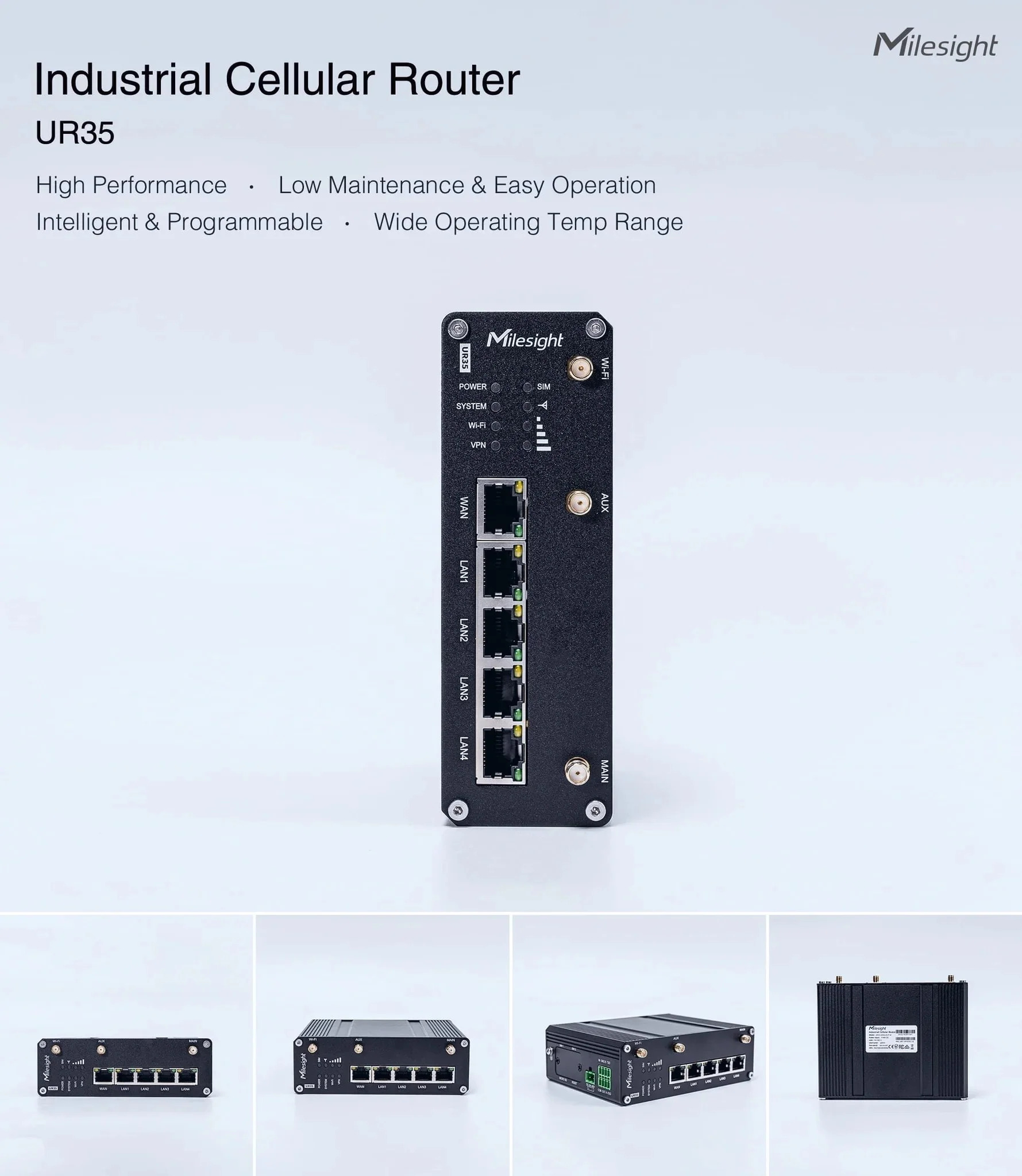 Milesight UR35 산업4G LTE 셀룰러 라우터 듀얼 Sim 임베디드 Python SDK RS232 RS485