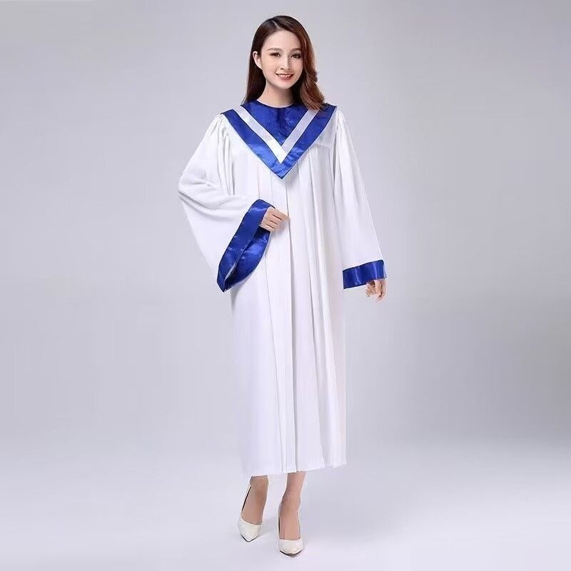 성가대가운 목사가운 장로가운 교회예배 헌금봉헌 단체복 고급폴리에스터 통기성 루즈핏 V넥 - 상세 이미지 2