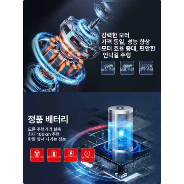 프리미엄 시골 마실용 노인 성인용 접이식 세발스쿠터 전기자전거 600W 전기모터+60V D 600W 48V 특가 자체 48V - 상세 이미지 2