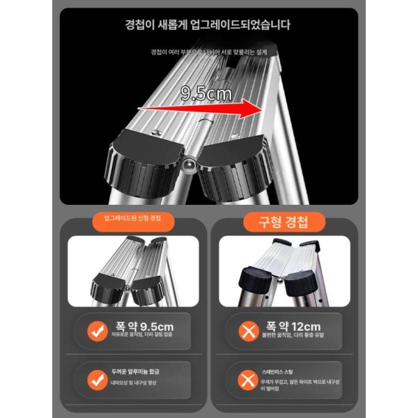 최강 알루미늄 접이식사다리 현장용 작업발판 산업용 안테나 이동식사다리 작업용 다리가 끼지 않고 매우 C 다리가 끼지 않는 A 망원경 사다리 - 상세 이미지 4