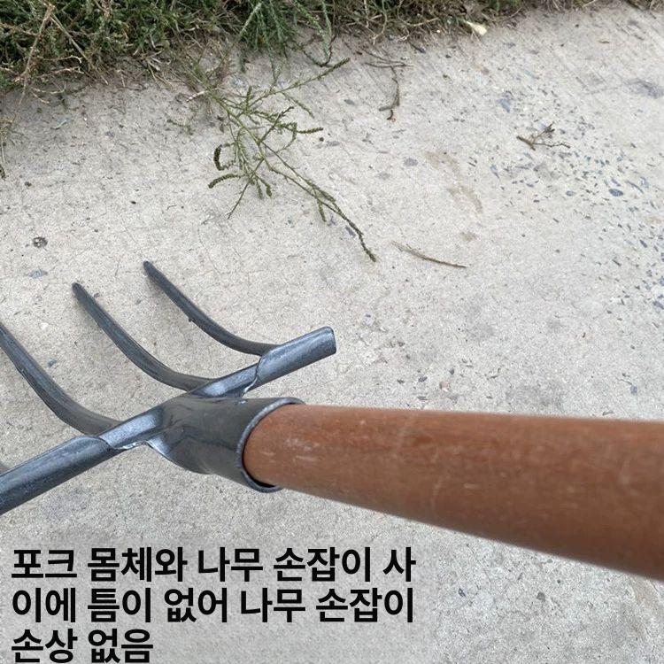 삼지창 삽 고구마 캐기 도구 대장간 제작 텃밭용 호크형 프리미엄 D자형 나무 손잡이 포함 - 상세 이미지 5