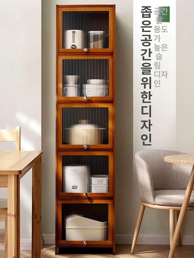 틈새 수납장 원목 틈새장 아파트 거실 그릇장 슬림 협탁 수납 폭좁은 서랍장 주방 - 상세 이미지 2