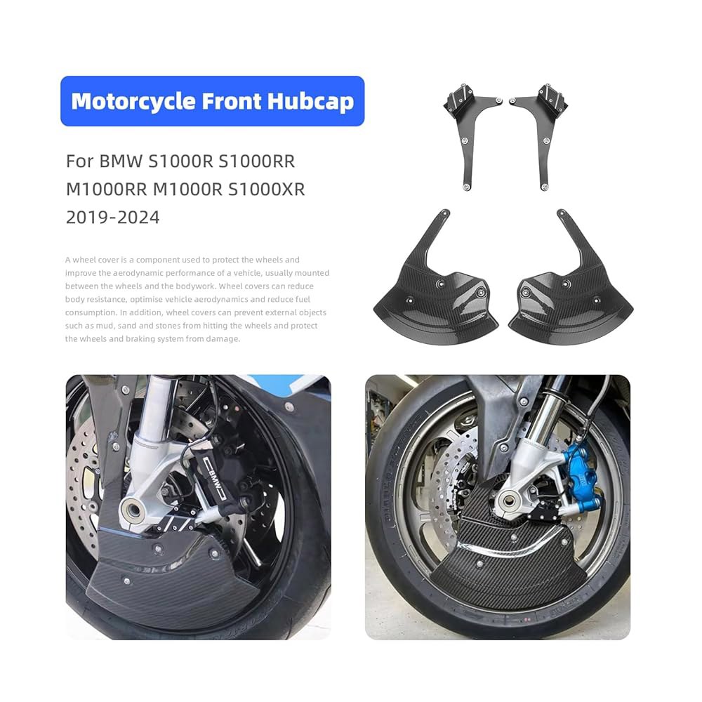 B-MW S1000R M1000R RR S1000XR 2019-2024 프론트 펜더 디스크 커버 액세서리용 모터사이클 리얼 카본 파이버 브레이크 캘 장착 Carbon Fiber - 상세 이미지 2