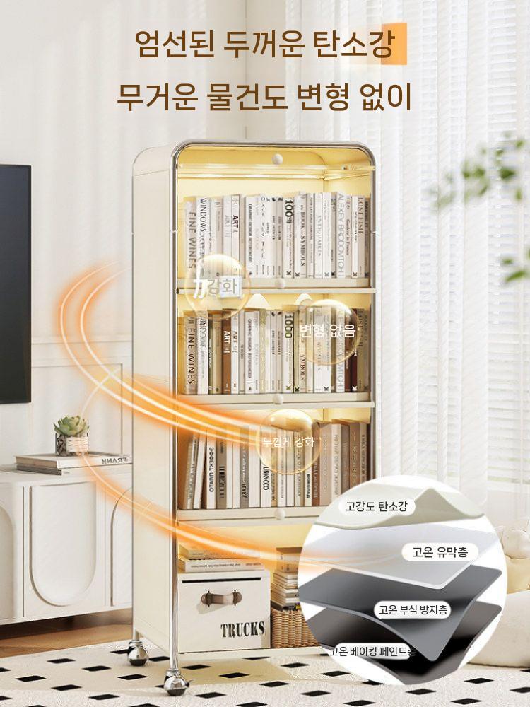 플랩 도어 장식장 수납장 캐비닛 스토리지 이동식 LED조명 철제 - 상세 이미지 4