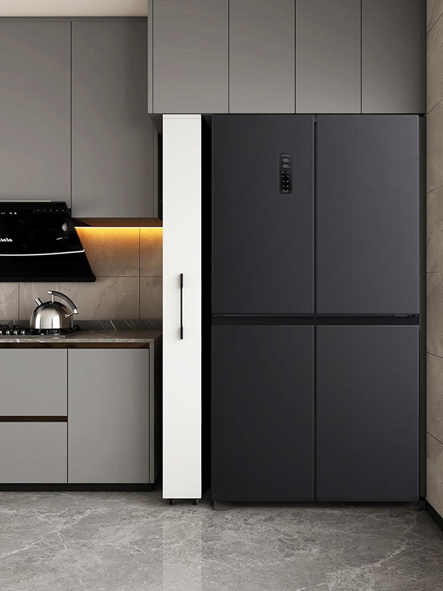바퀴있는 냉장고 틈새장 좁은 주방틈 주방 슬라이딩 이동식 틈 틈새 흰색 너비 우드 선반 - 상세 이미지 2