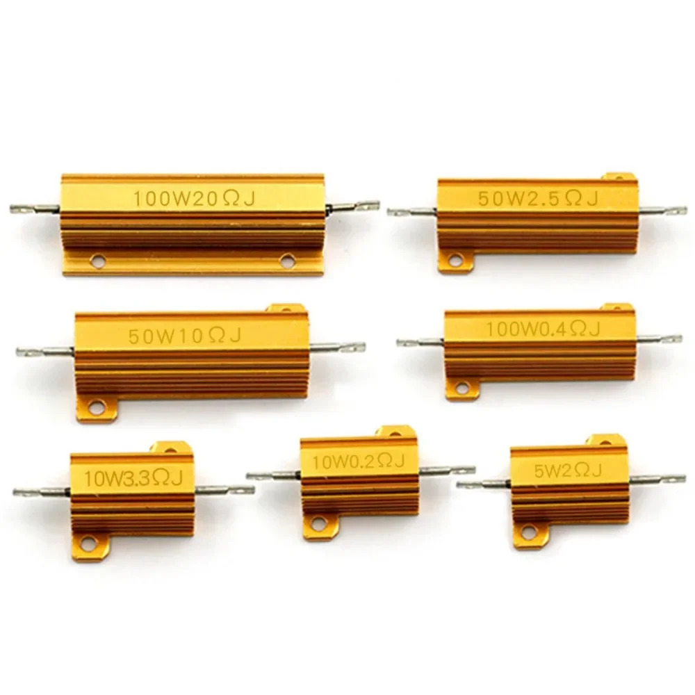 금 알루미늄 쉘 고출력 금속 저항기 RX24-100W 25 50 200W 20 100R 유로 10K 1K 팩개