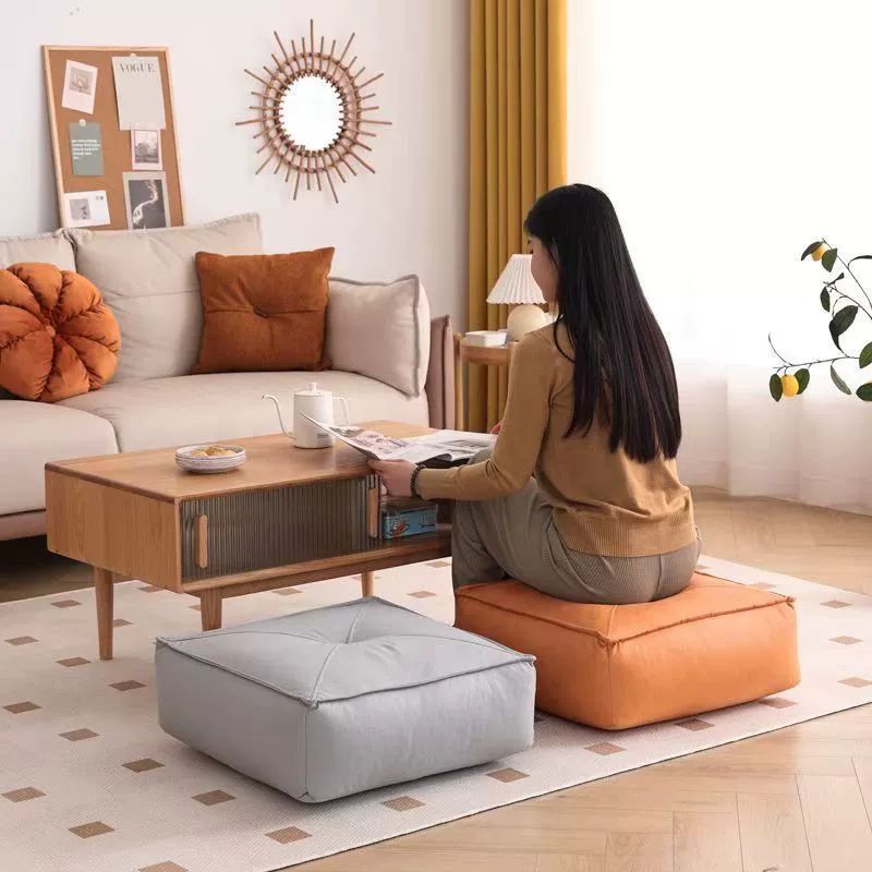 두꺼운 바닥 방석 경량 푹신한 높은 좌식 쿠션 엠마 오렌지 60 x 60x15 - 상품 이미지