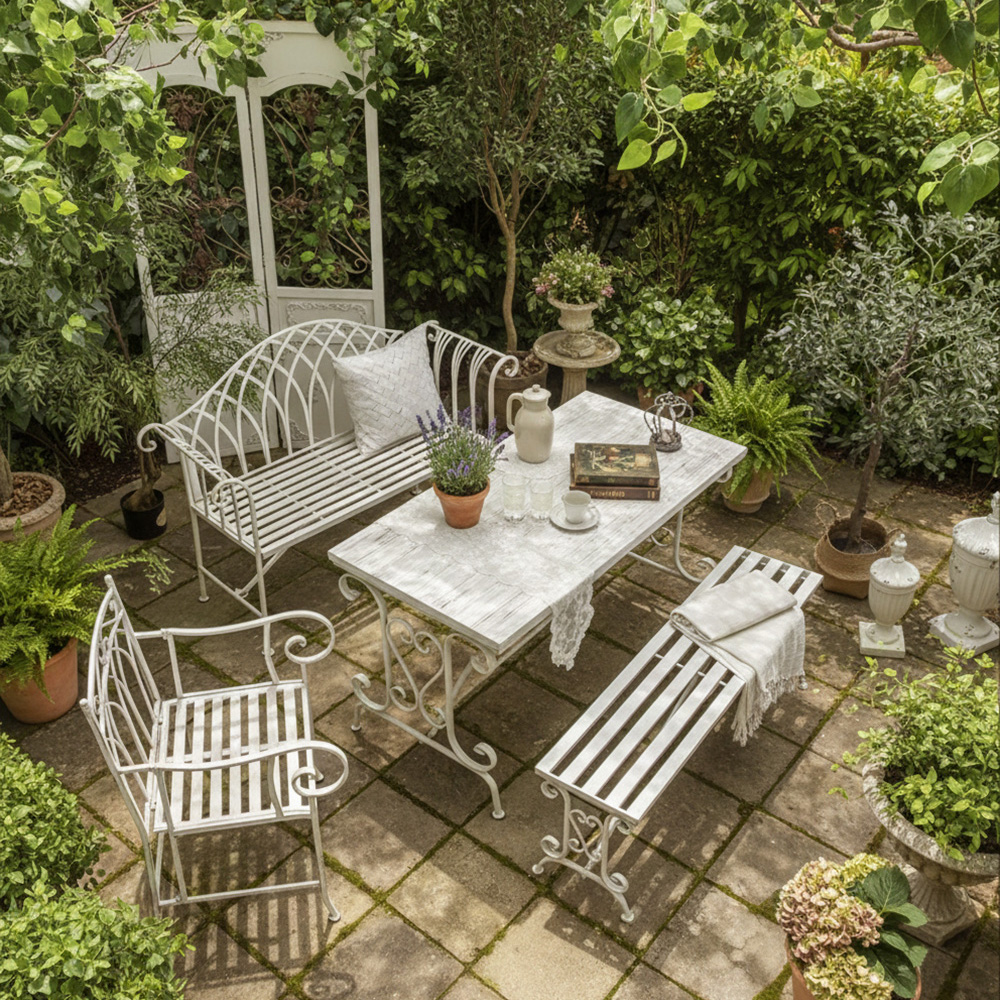 몬테스 가든 빈티지 철제 테라스 벤치 의자 야외 카페 정원 공원 아웃도어 가구