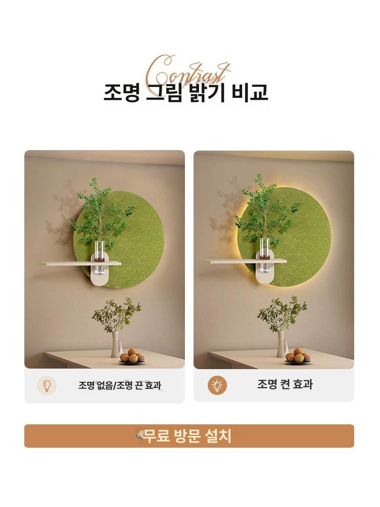 화분액자조명 원형 집들이 현관 개업 선물 녹색 꽃병 대형 액자 벽걸이 장식 - 상세 이미지 3