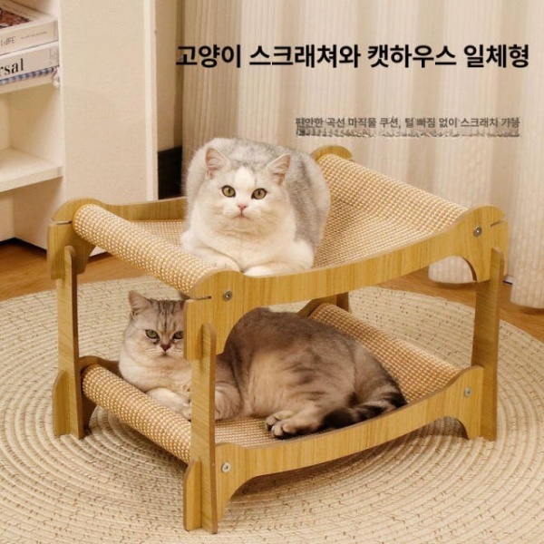 프리미엄 캣타워 고양이놀이터 캣폴 슈슈타워캣타워 이층 고양이 침대 반려동물집 사계절 편안한 다묘용집 고양이캣타워 캣폴캣타워 고양이캣폴 취향 적층형 고양이 집 스크래쳐 6kg 이하 - 상세 이미지 3