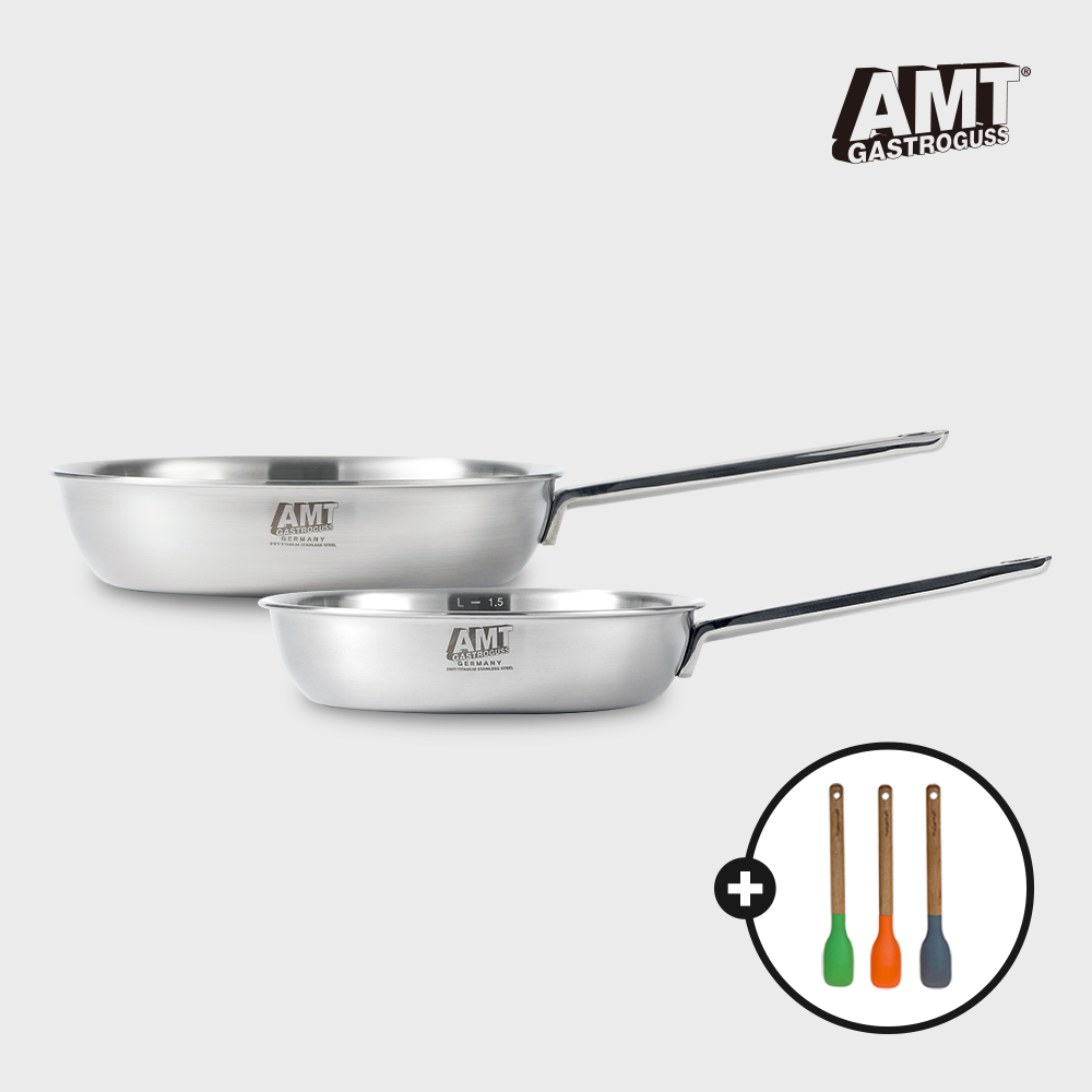AMT 316Ti 통5중 스텐 소테 후라이팬 2종세트(소테팬 22cm+26cm) + 사은품 미니 스파츄라