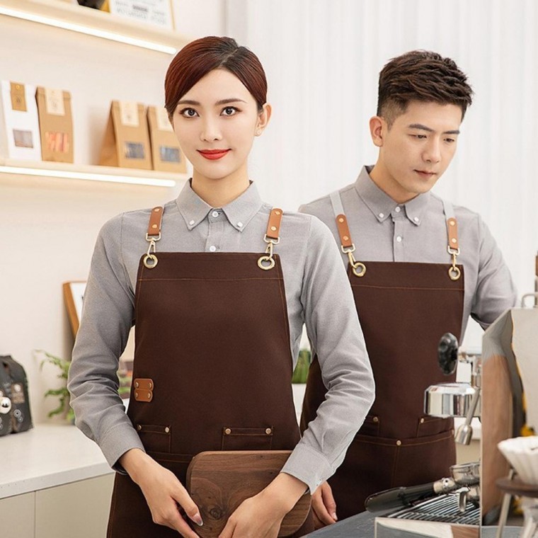 지니몰 바리스타 카페 캔버스 방수 작업복 앞치마 식당앞치마 방수앞치마